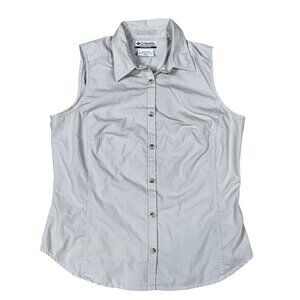 Columbia Tan Womens Button Down Sleeveless Active Shirt Size Medium